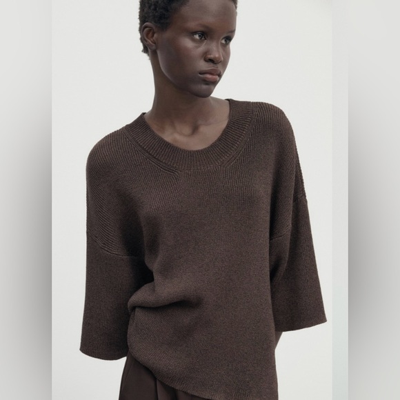 Massimo Dutti Sweaters - Massimo Dutti Womens 3/4 Sleeves Knit Sweater | S | Brown 5623/529 NEW!!